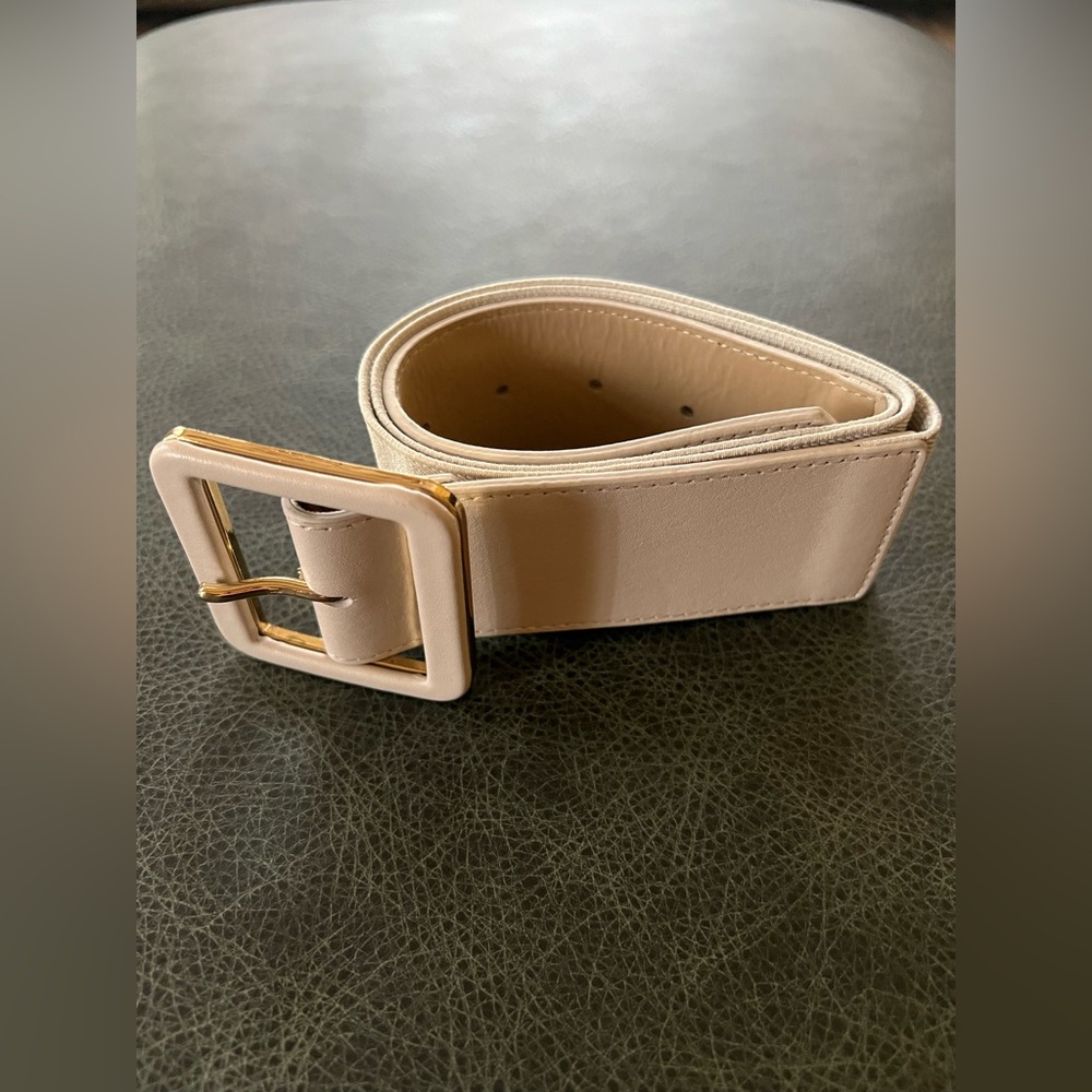 Banana Republic Belt Wide with Square Buckle Light Gray Size M/L - Picture 9 of 11